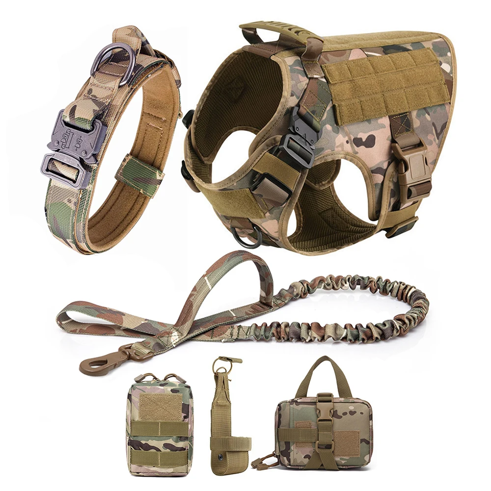 Hondentuig voor grote honden Kraag Leash Molle Pouch Militaire harnassen Franse Bulldog Huisdier Tactisch trainingsvest Hondenaccessoires