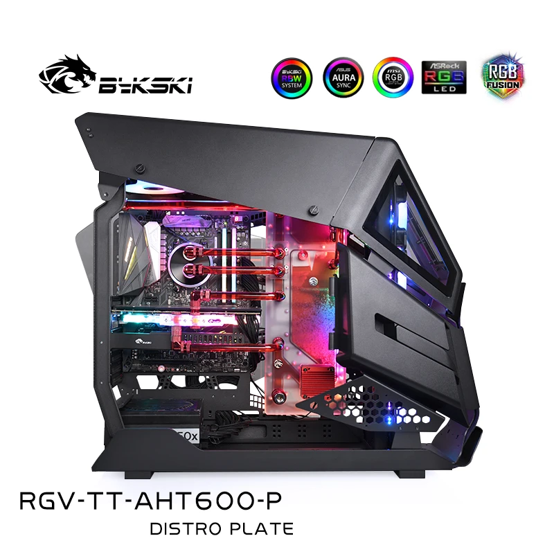 

BYKSKI Acrylic Board Water Cooling Channel Solution Use for Tt Premium AH T600 Case/Kit for CPU and GPU Block /Instead Reservoir