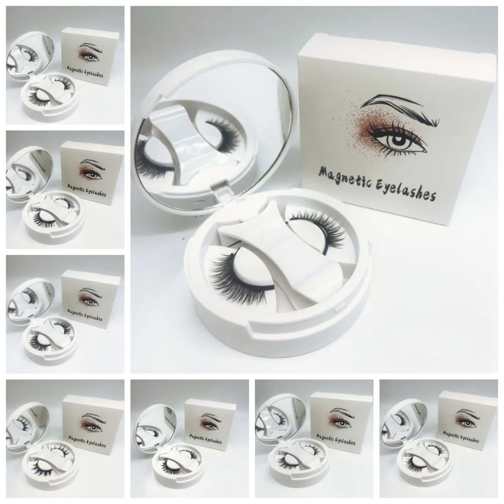 Olho de gato magnético cílios postiços maquiagem com espelho cílios magnéticos com clipe de longa duração reutilizável cola livre cílios postiços