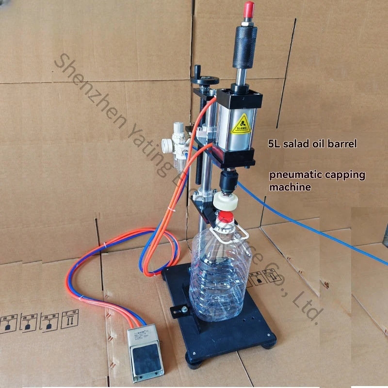 5L Salad Oil Barrel Capping Machine Plastic Barrel Pneumatic Capper Soy Sauce Bottle Capper Edible Oil Sealing Machine