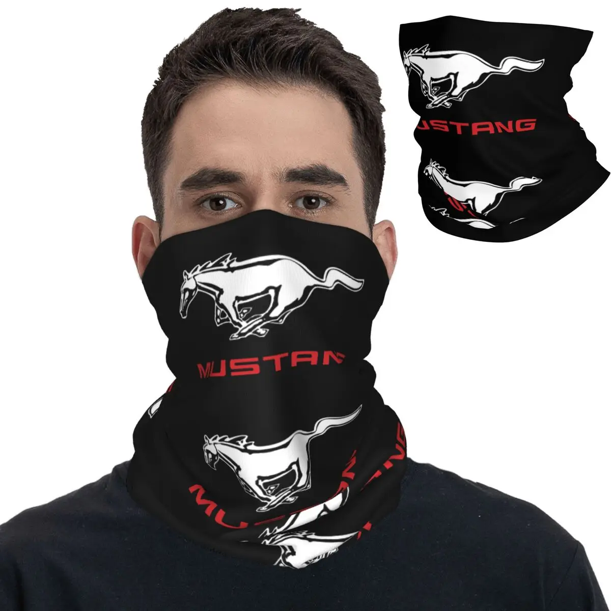 Mustangs 50 Years Bandana Neck Gaiter Printed Super Racing Car Mask Scarf Multifunctional Headwear Hiking Adult Breathable