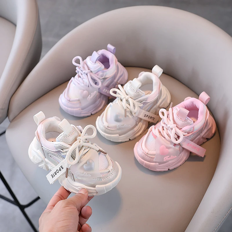 Chaussures de dehors Polyvalentes en Maille pour Garçon et Fille, Petites Chaussures Blanches pour Papa, Nouvelle Collection Printemps et Automne 2024