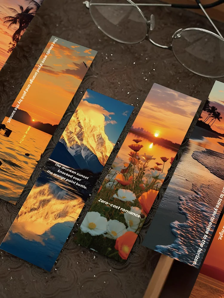 30pcs Sunset Scenery Bookmarks Reading pages Book bookmarks pages marked paper cards student supplies Creative bookmarks