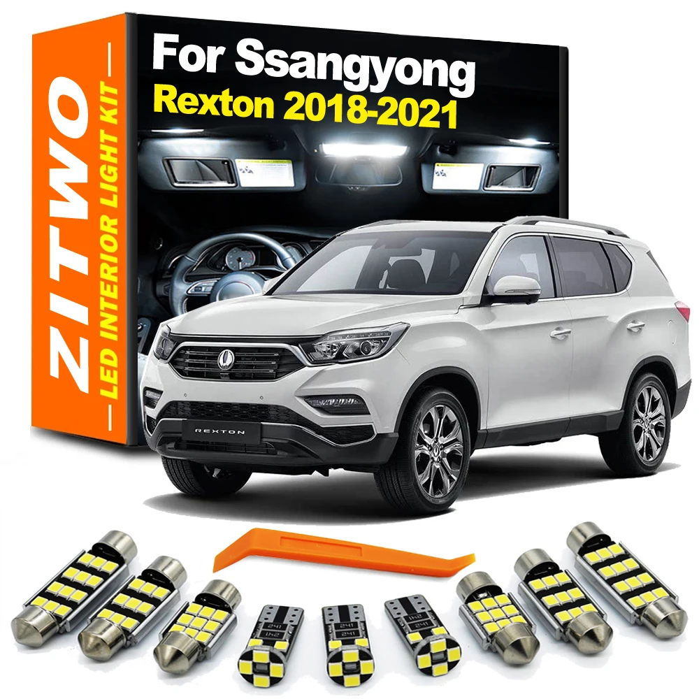

ZITWO 11Pcs Car Indoor Lamp For Ssangyong Rexton 2018 2019 2020 2021 LED Bulb Interior Dome Map Reading License Plate Light Kit