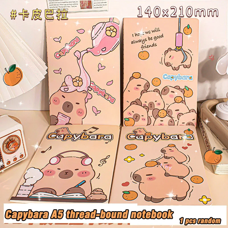 1 PCS Random Capybara Notebook Diary Planner Student Learning Stationery Office School Supplies Aesthetic Notebooks