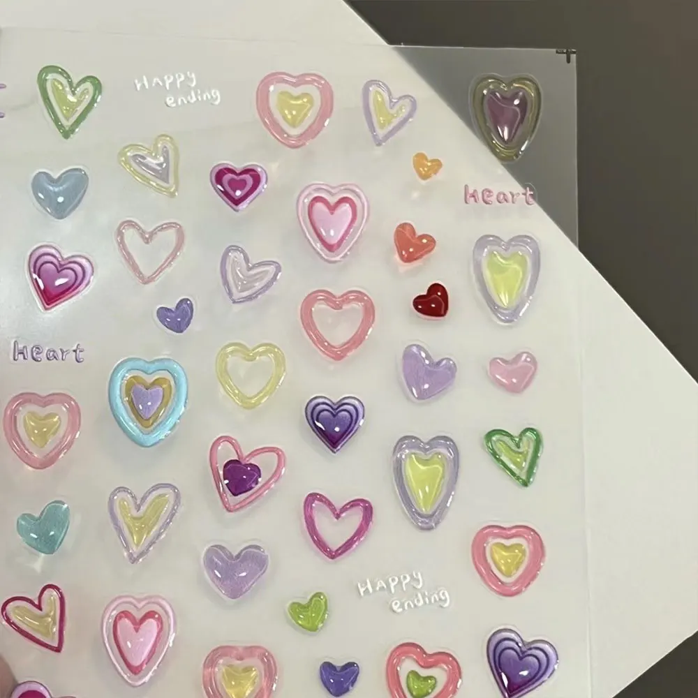 

5D Jelly Stickers Colorful Dopamine DIY Jelly Embossed Scrapbook Sticker Love Heart Self Adhesive Stationery Decorative Stickers