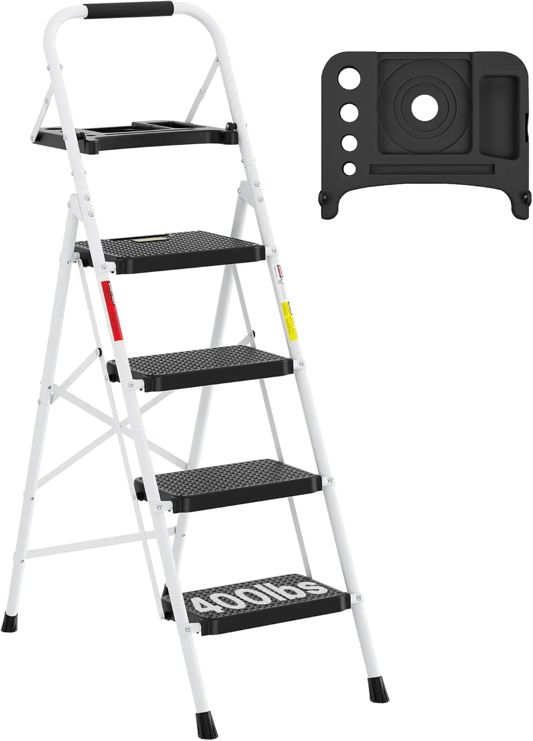 

4-Step Ladder, Folding Step Stool with Tool Platform, Wide Anti-Slip Pedals, Max Load Capacity