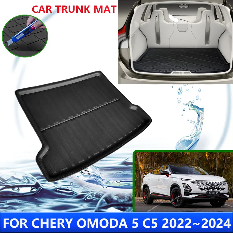 Car Trunk Mats for Chery Omoda 5 C5 Fownix FX 2022 2023 2024 Storage Carpet Tray Pads Rear Luggage Cargo Liner Covers Accessorie