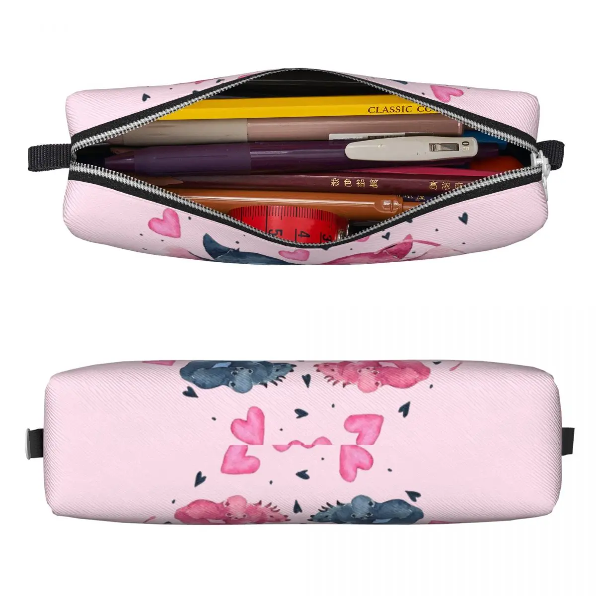 Imagem -02 - Stitch Pencil Case com Corações para Meninos e Meninas Bolsa de Caneta de Grande Capacidade Papelaria para Escritório Amor Novo