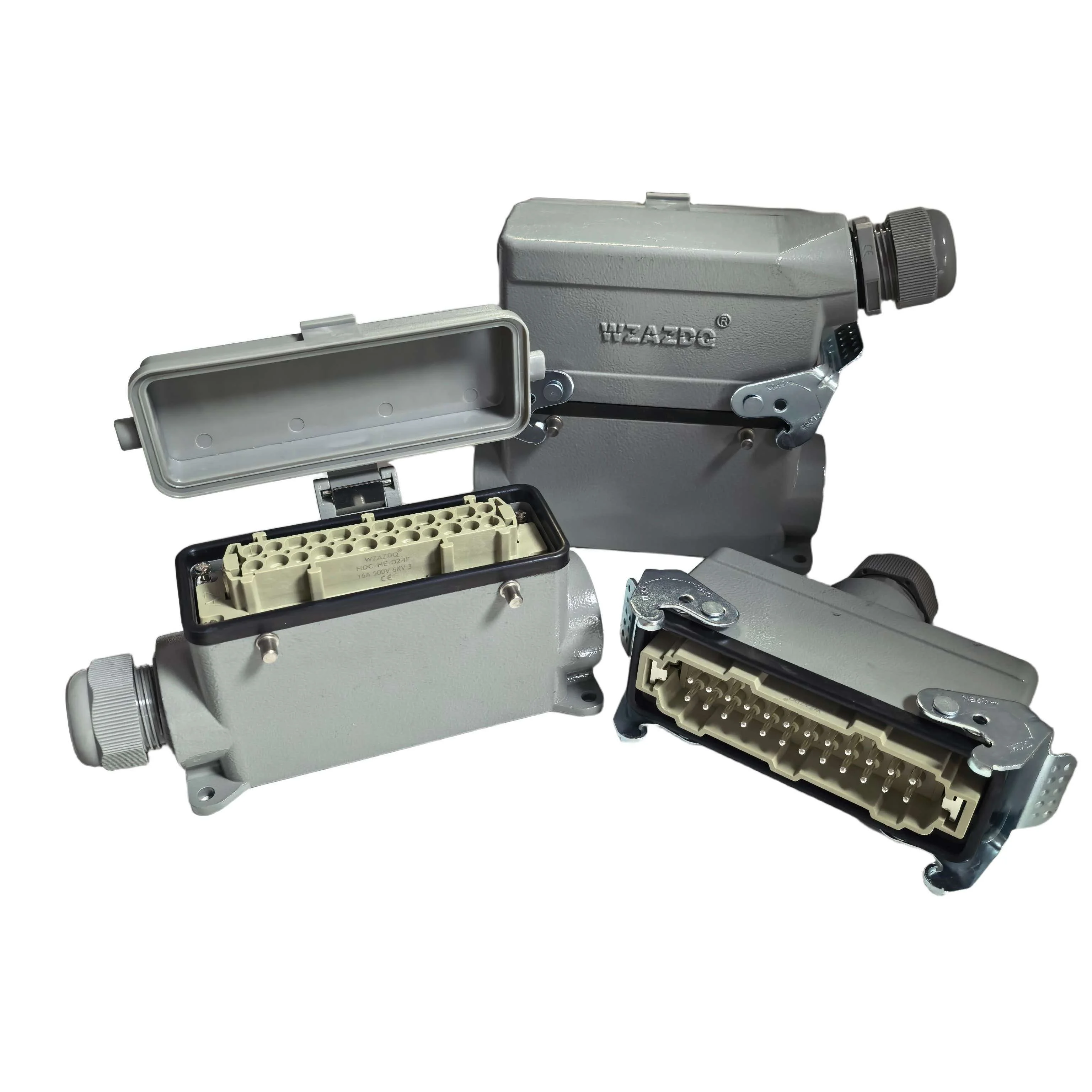 24 Pins Heavy-Duty Connector with High Base and Protective Cover ,Including Plugs and Sockets 16A 500V