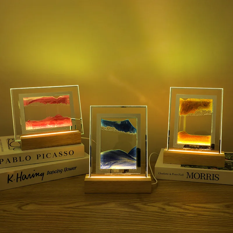 Creative Quicksand Painting Luminous Night Light Home Bedroom Desktop Decoration Handicrafts Friends Souvenir Ambient Light