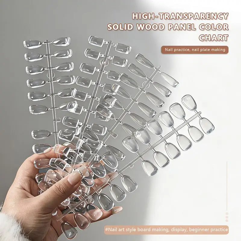 120/320Pcs Clear Solid Oval Triangle Square Nail Tips Nail Swatch Color Display Card DIY Manicure Practice Nail Art Tools