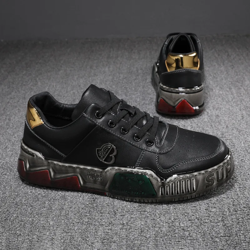 المحطة الأوروبية بالتنقيط المطاط عارضة أحذية مجلس الرجال الربيع والخريف تنوعا سميكة سوليد الرياضة الاتجاه الأحذية المطاطية الرطبة #4