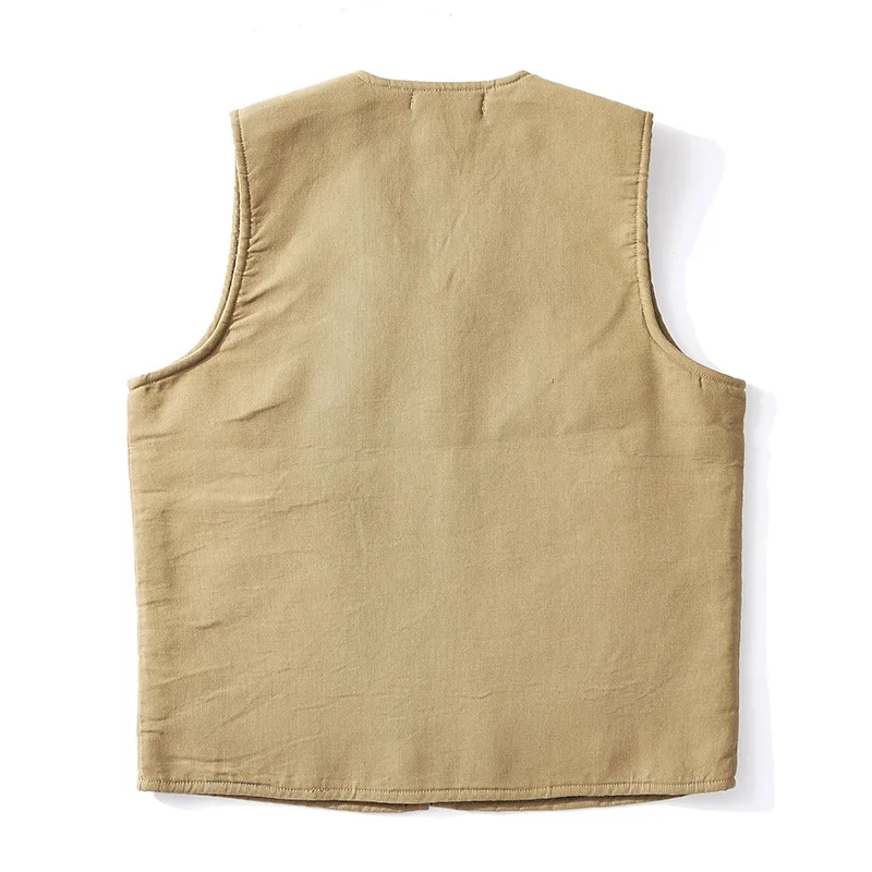 NEW Military Uniform World War II Navy Lambskin Vest Plus Velvet Thickened Wool Men's Vest Ami Khaki V-neck Sleeveless Top