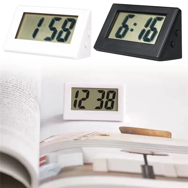 Mini Small Digital Car Desk Clock Meter Mini Digital LCD Display Travel Electronic Clock Home Office Desk Clock Table