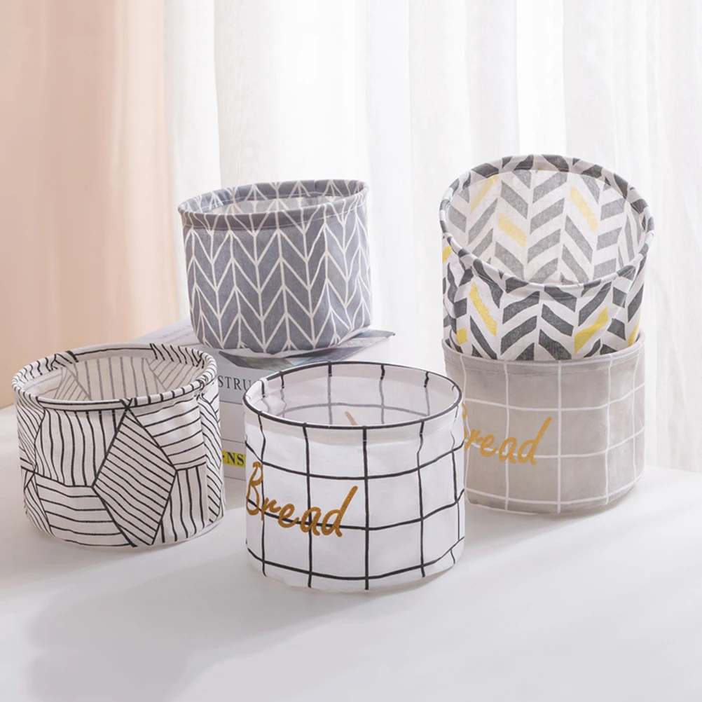 

1pc Cotton Linen Storage Basket Household Organizer Large Capacity Hamper Basket For Clothes Nursery Living Room White