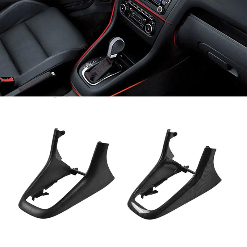 

A77Q-Car Center Control Shift Lever Panel Frame Gear Lever Bracket Base For VW Golf 6 2008-2013 Carbon Fiber
