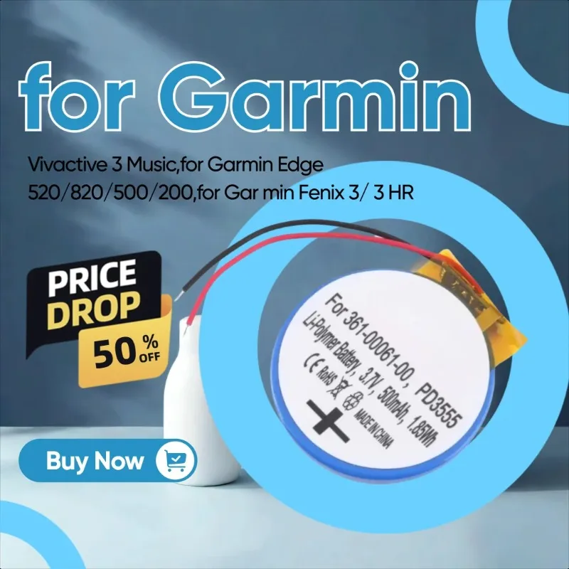 

Сменный аккумулятор для Garmin Fenix 1/2, для Garmin Vivactive 3, для Garmin Edge 520/820/500/200, для Gar min Fenix 3/3 HR