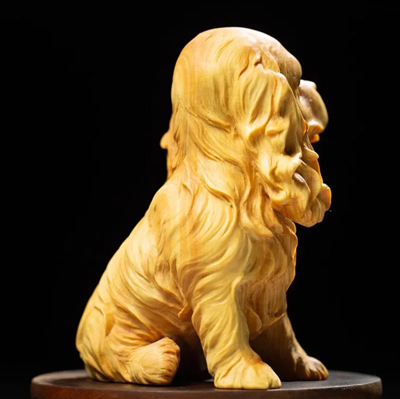 JP204 - 8 x 7 x 5 cm Stunning Boxwood Carving: Cocker Spaniel Dog