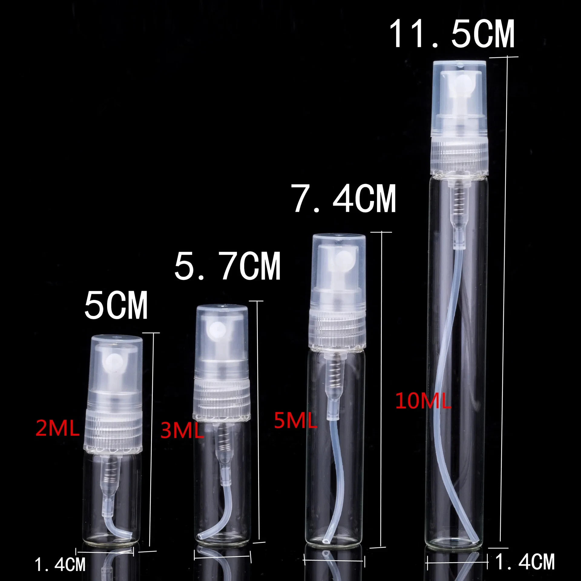 2ML 3ML 5ML 10ML Clear Mini Perfume Glass Bottle Empty Cosmetics Bottle Sample Test Tube Thin Glass Vials Amber