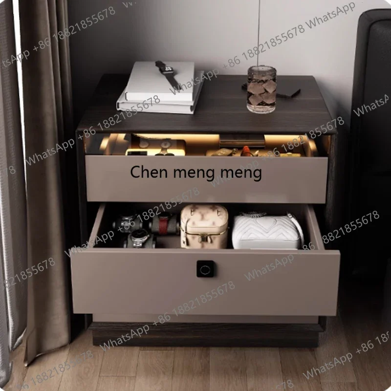 Grandes descontos bloqueio de impressão digital mesa cabeceira inteligente simples gavetas madeira quarto cabeceira armários exclusivos console mesa de noch