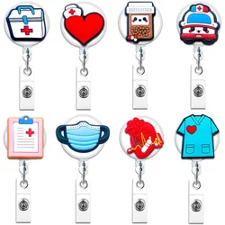 Retractable Badge Reel for Medical Workers ID Tag Nurse Exhibition Enfermera Pass Work Card Holder Badge Working Permit Clips