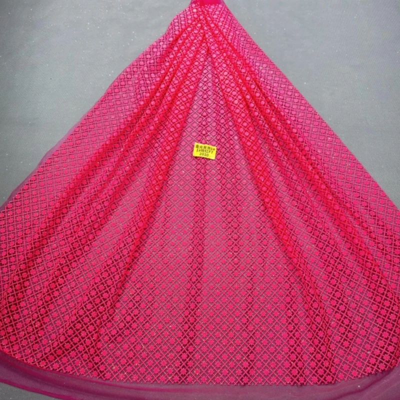 

10 Yards Rose Red Patterned Wedding Dress Fabric with Mesh Gold Spray Lace 150cm Wedding Party Spray gold Tull fabric