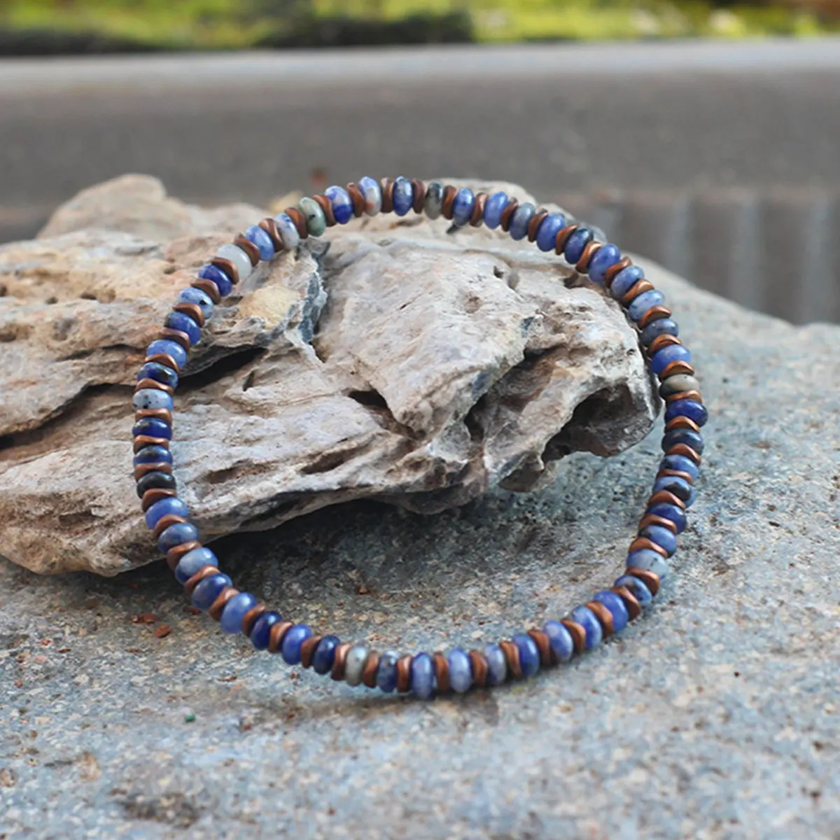 Extremely simple style natural square sodium stone bead elastic bracelet, high-end wrist accessories and gifts for men and women