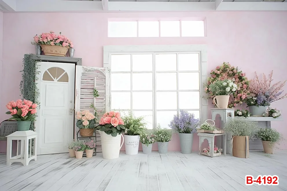 Spring Easter Kids Portrait Photography Backdrop Flowers Colorful Eggs Bunny Wood Door Grass Birthday Party Photocall Background