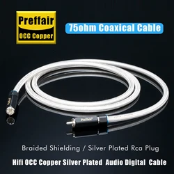 Preffair 75Ohm Audio Digital Coaxial RCA Interconnect Cable with Gold Plated RCA Plug& OCC Silver Plated Conductor-X414R1719