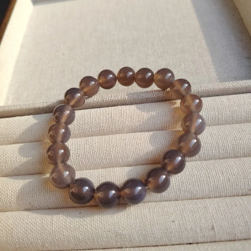 

Delicate Smoke Gray Agate Single Circle Bead Bracelet, Unisex Fashion Bracelet