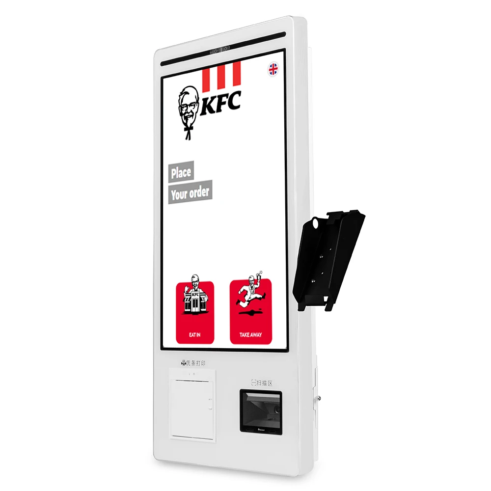 طباعة الخروج كشك الطلب الذاتي 21.5 بوصة الحائط آلة طلب المطاعم الخدمة الذاتية الخدمة الذاتية