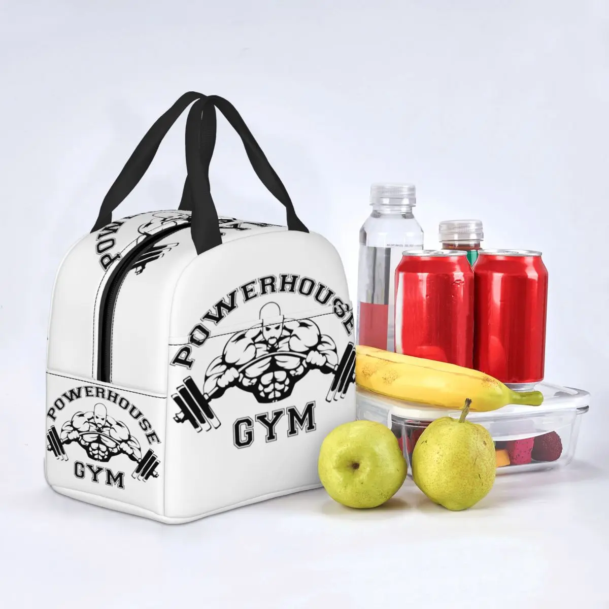 Powerhouse Gym Logo Insulated Lunch Bags for Work School Bodybuilding Fitness Portable Thermal Cooler Bento Box Women Kids