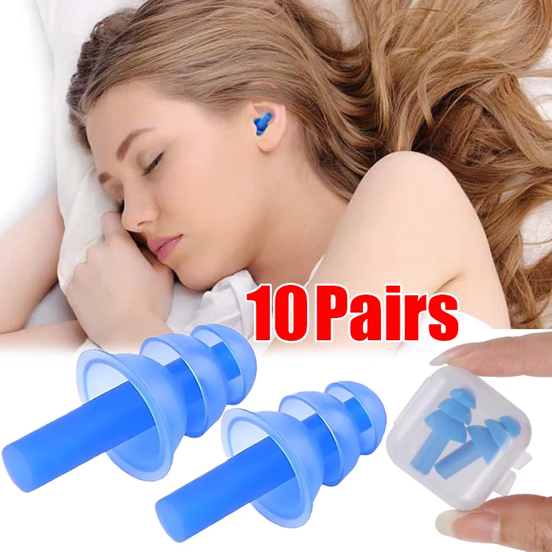 Bouchons d'oreille en silicone souple réutilisables, bouchons d'oreille étanches, réduction du bruit, protection auditive pour dormir, natation, 1 à 10 paires