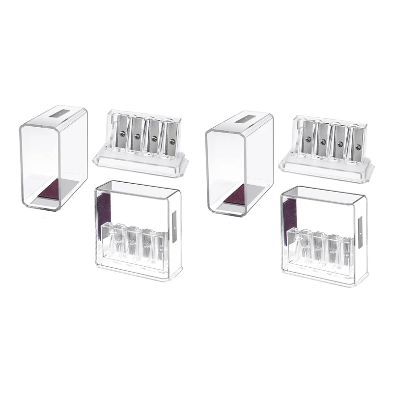 EDT-4Pcs ช่างไม้ดินสอ Sharpener ยาว Point Manual ดินสอ Sharpener พร้อมฝาปิดพลาสติก 4 หลุมมือถือดินสอ Sharpener