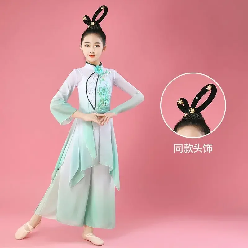 Girls Classical Chinese National Dance Costumes Elegant Hanfu Dress Children Traditional Dance Outfit Stage Performance Suit