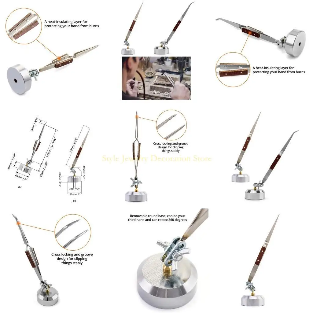 

D46E DIY Craft Watch Jewelry Repair Lock Solder Tweezers Third Hand Tweezer