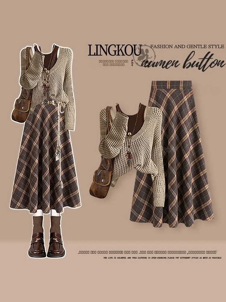 

Комплект из двух предметов: топ-майка и юбка с вырезами в американском стиле, большие размеры, осенняя коллекция