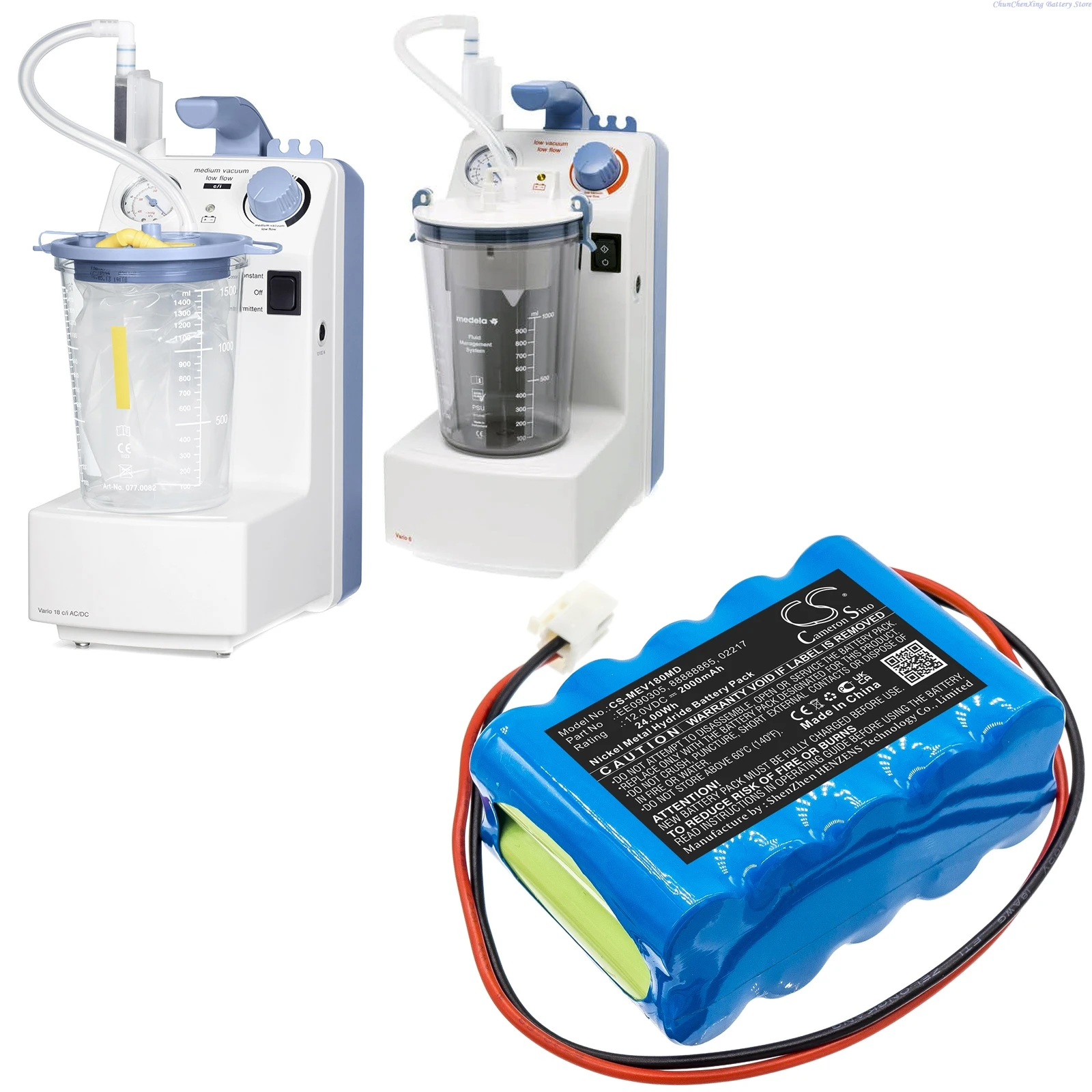 12.0V 2000mAh Medical Battery for Medela Vario 919.0012, Vario 8, Vario 18 Suction Pump 077.1728, 18 Pump, suction unit Vario
