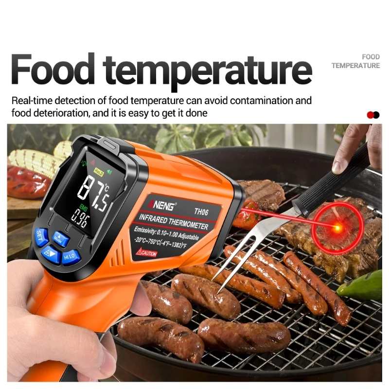 TH06 Termometro Pistola temperatura a infrarossi Schermo inverso 0,1 ~ 1,00 Sensore rilevatore senza contatto