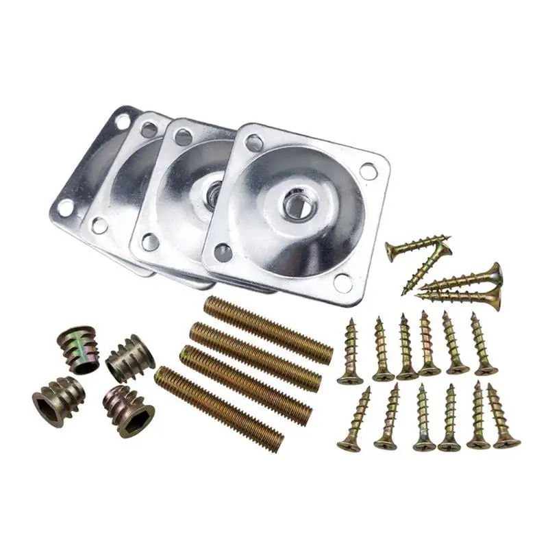 1 Set Thick Iron Furniture Leg Mounting Plates Table Leg Brackets Connector Sofa Couch Desk Legs Repair Hardware Accessories