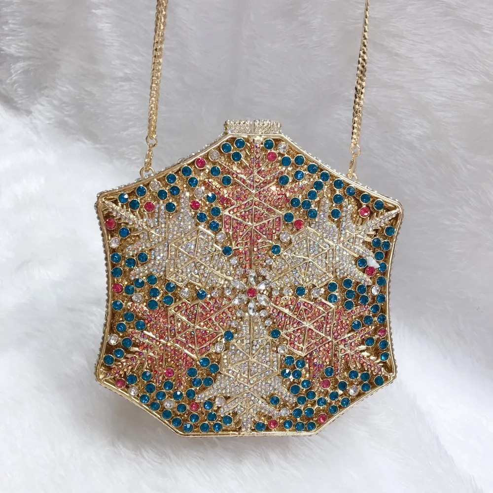 Ladies Banquet Snowflake Diamond Crystal Dinner Bag Handmade Empty Diamond-encrusted Alloy Bag Sac À Main Femme Luxe De Marque