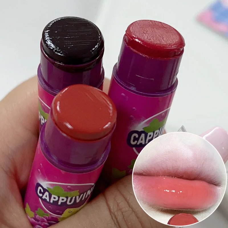 Jelly Colored Lip Balm Set Cute Moisturizing Grape Lips Tint Lasting Red Fruity Lipstick Waterproof Women Lips Makeup Cosmetics