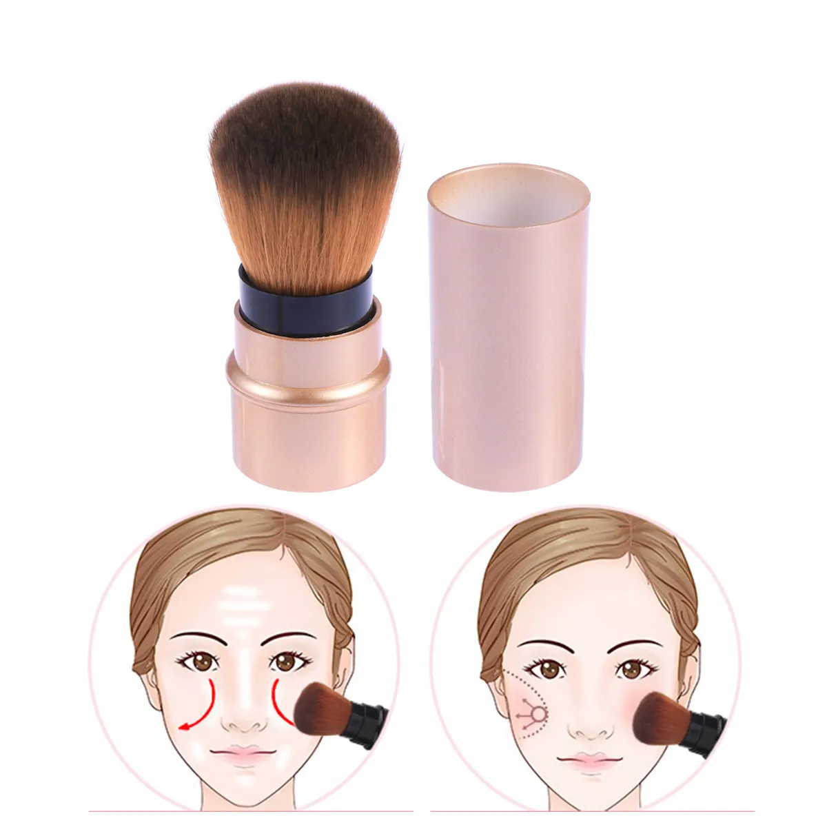 Multifunctional Retractable Blush Brush Synthetic Makeup Professional Portable Powder Foundation Mineral Blending Stippling
