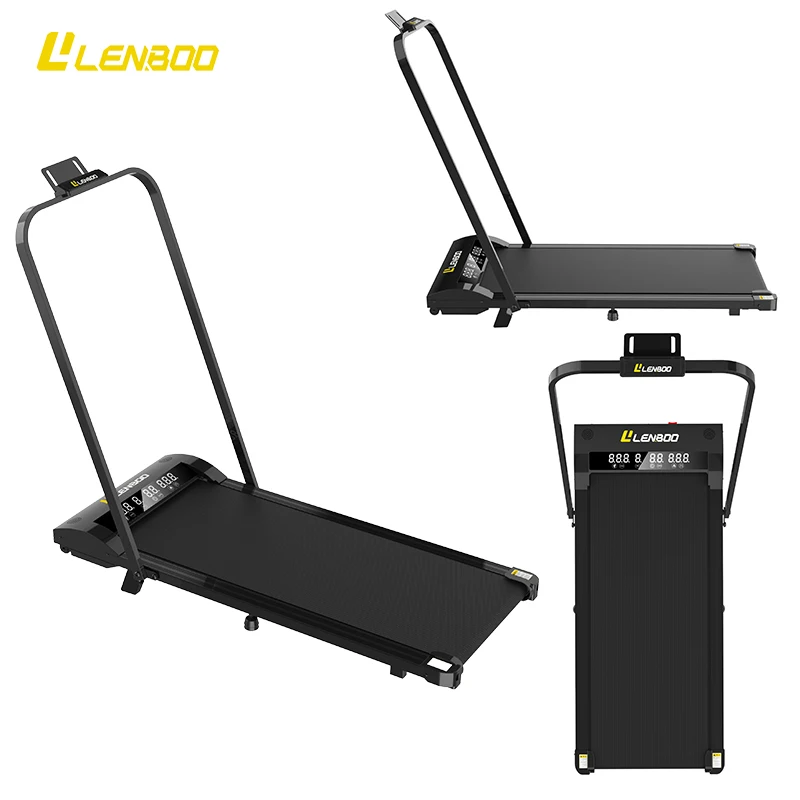 Lenboo Portable Foldable Home Fitness Equipment Multi-Function Electric Walking Pad Treadmill LED Screen Workout Mat Bench Table