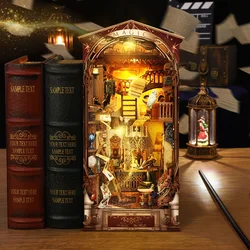DIY 3D Book Nook Kit Shelf Insert Miniature Firefly Forest House Wooden Bookshelf Decor Bookend Toy Adult Building Creative Gift