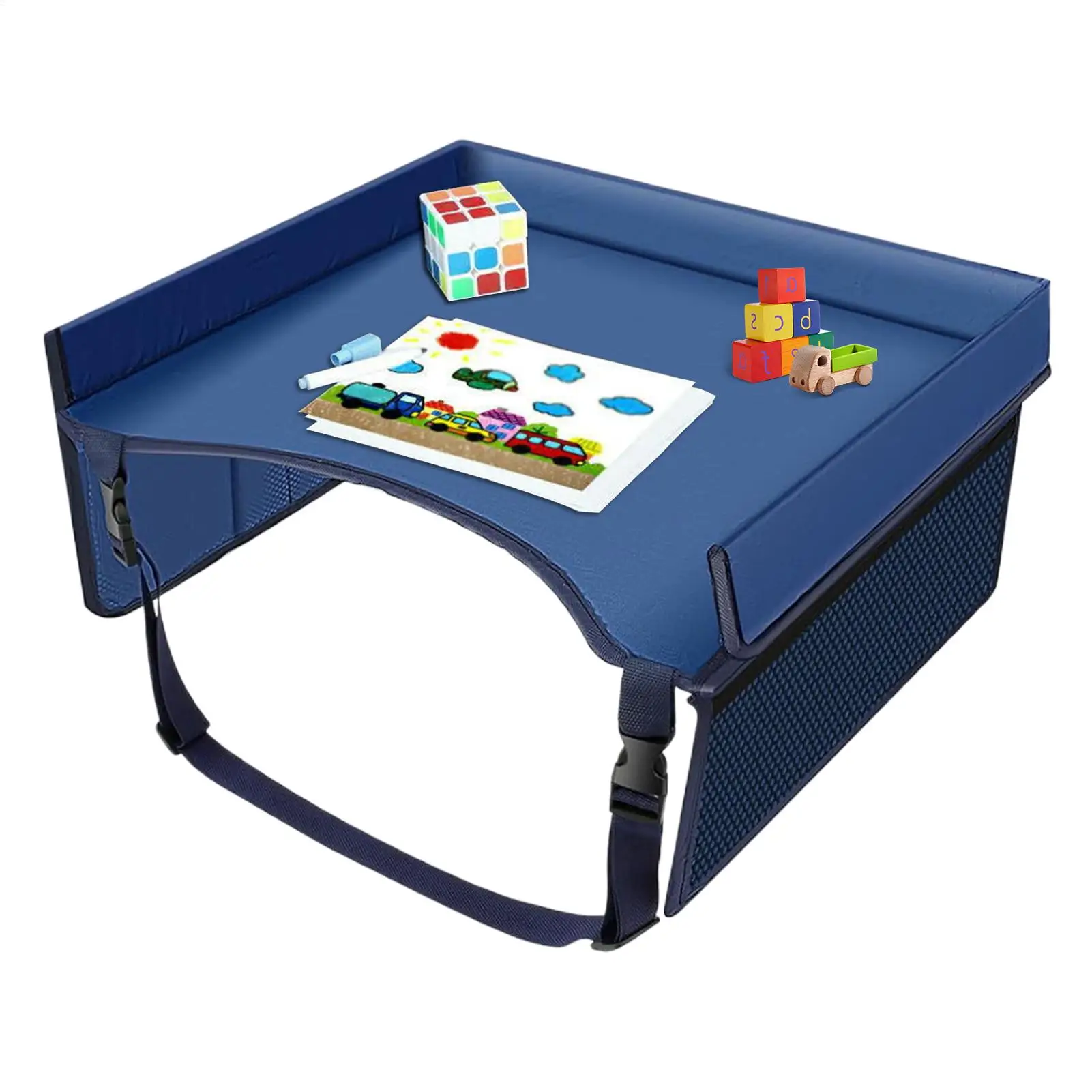Car Seat Travel Tray Safety Seat Play Table Organizer Storage Snacks Toys Cup Holder Waterproof For Baby Children Kids Stroller