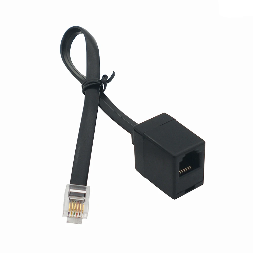 25CM RJ11 Cable 6P6C Female Connector to RJ12 Male Plug Beige for Telephone Extension Wire