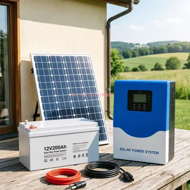 WMWMNU 5KW 48VDC Off Grid Solar Kit Monocrystalline Silicon Panels 300Ah Battery MPPT Inverter High Power Backup for High