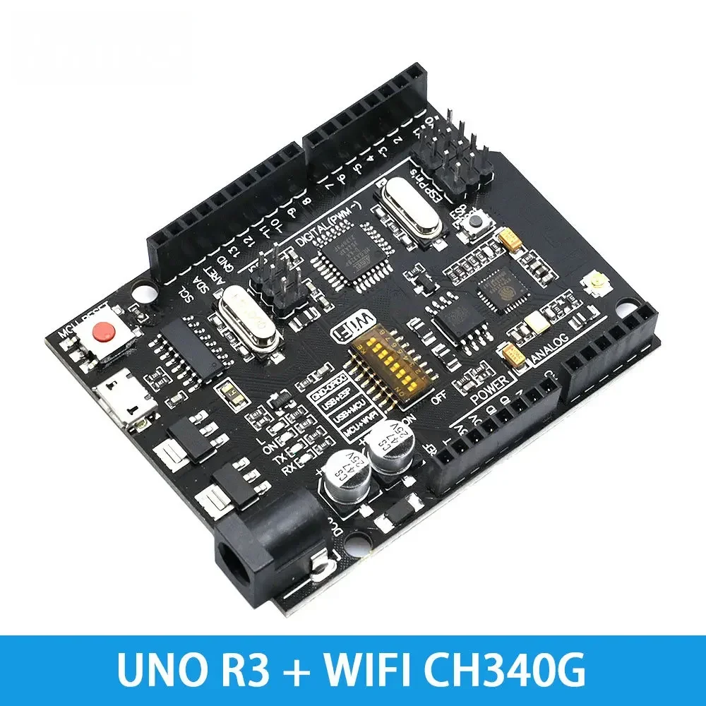 ​ Модульный комплект для разработки Arduino UNO R3 с чипом SMD CH340G + ATmega328P (16 МГц), включает USB-кабель и компонент ATEGA328P.